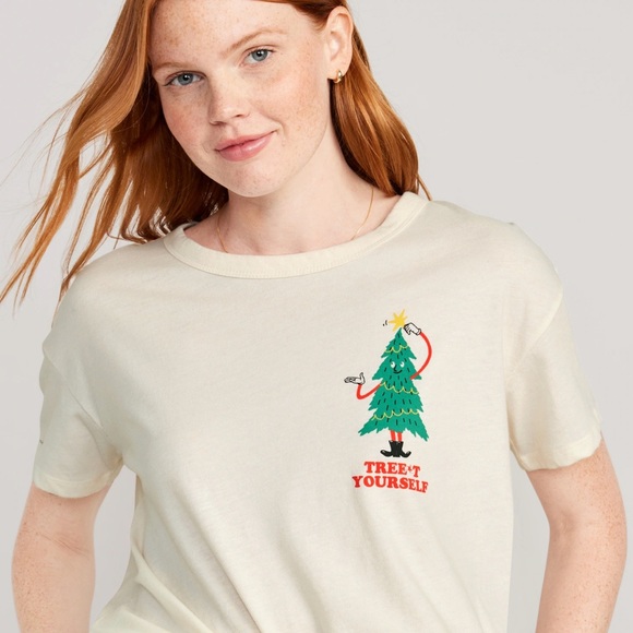 NWT OLD NAVY Matching Holiday-Graphic T-Shirt Color: Tree-T Yourself - Picture 2 of 6